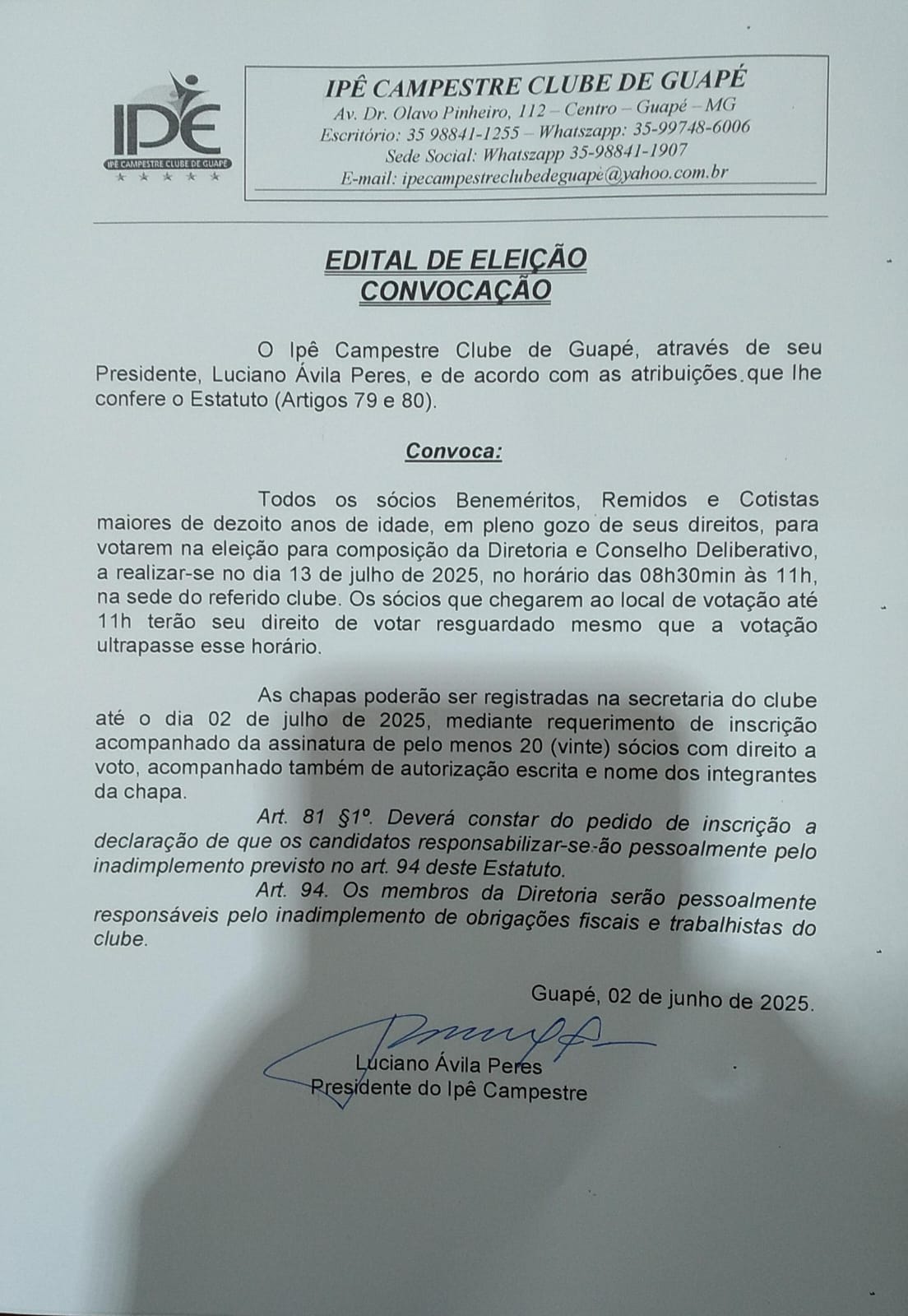 Edital convocação